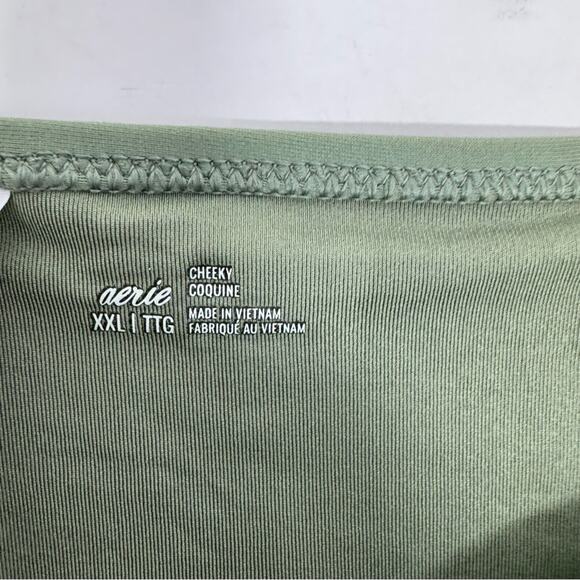 Aerie Cheeky Bikini Bottom Low Cut Olive Army Green Size XXL Vacation Beach NWOT - Picture 4 of 8